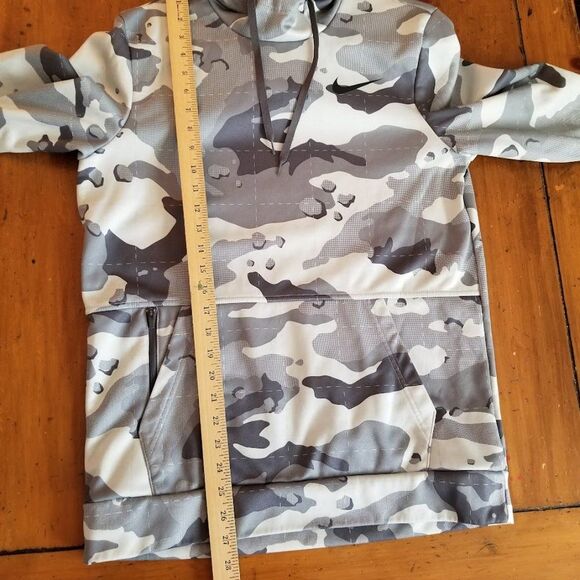 Nike Training Therma Fit Snow Gray Camo Print Hoodie Sz Sm Kangaroo Pocket - Picture 11 of 12